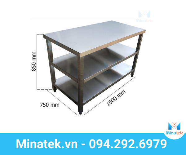 BÀN INOX 3 TẦNG MẶT PHẲNG